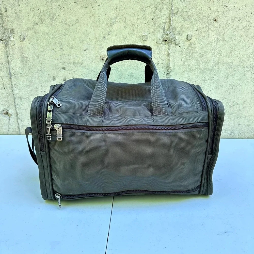 Tumi Duffel Bag Alpha Ballistic Nylon Olive Green Travel Weekender Monogrammed